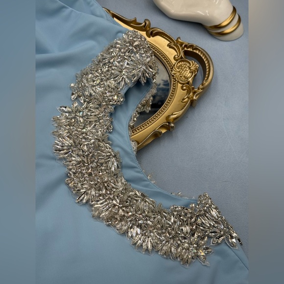 🆕 BRONX & BANCO 🧿 NWOT Camila Rhinestone Cutout Maxi, Powder Blue, Sz M US 6 - Picture 15 of 17